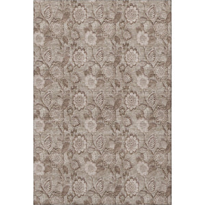 HomeRoots 5' X 8' Floral Area Rug in Brown and Taupe - Washable, UV Protected, Perfect for High-Traffic Spaces! 708780
