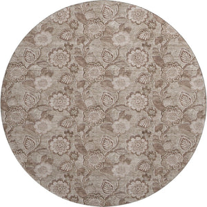 HomeRoots 8' X 10' Washable Brown and Taupe Floral Area Rug with UV Protection for Homes with Kids and Pets 708782