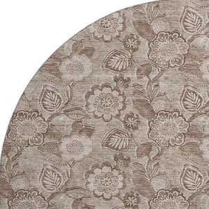 HomeRoots 8' X 10' Washable Brown and Taupe Floral Area Rug with UV Protection for Homes with Kids and Pets 708782