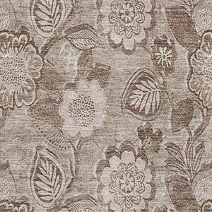 HomeRoots 9' X 12' Floral Area Rug in Brown and Taupe - Washable, Stain Resistant with UV Protection & Non-Slip 708783