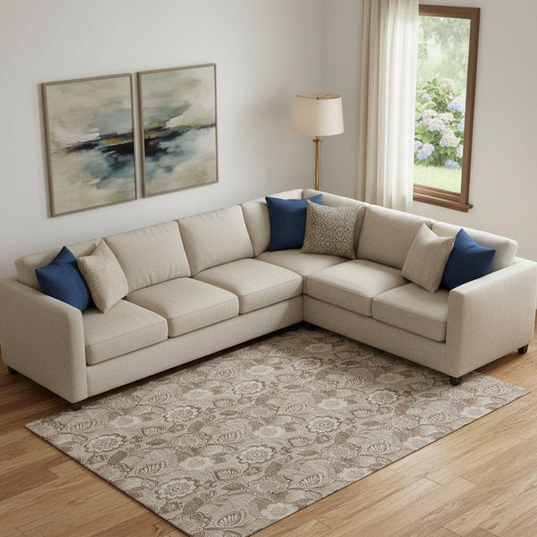 HomeRoots 10' X 14' Washable Brown & Taupe Floral Area Rug with UV Protection for Family Rooms & Patios 708784