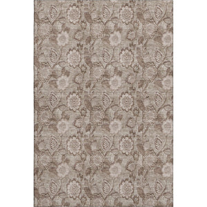 HomeRoots 10' X 14' Washable Brown & Taupe Floral Area Rug with UV Protection for Family Rooms & Patios 708784