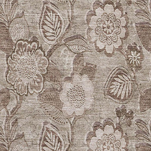 HomeRoots 10' X 14' Washable Brown & Taupe Floral Area Rug with UV Protection for Family Rooms & Patios 708784