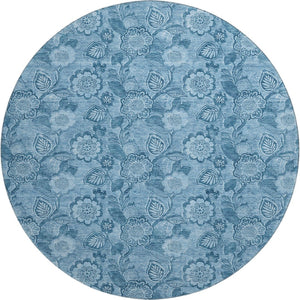 HomeRoots 8' X 10' Washable Blue Floral Area Rug with UV Protection – Durable, Stain-Resistant, Stylish Decor 708788