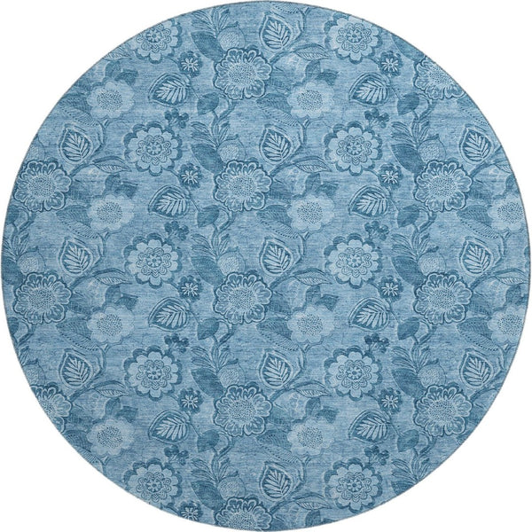 HomeRoots 8' X 10' Washable Blue Floral Area Rug with UV Protection – Durable, Stain-Resistant, Stylish Decor 708788