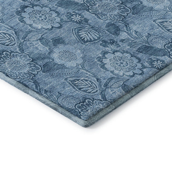HomeRoots 8' X 10' Washable Blue Floral Area Rug with UV Protection – Durable, Stain-Resistant, Stylish Decor 708788