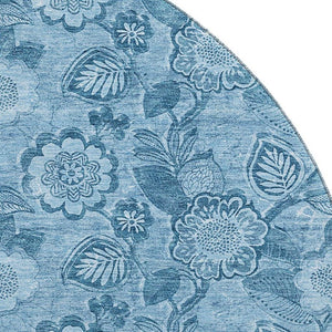 HomeRoots 8' X 10' Washable Blue Floral Area Rug with UV Protection – Durable, Stain-Resistant, Stylish Decor 708788