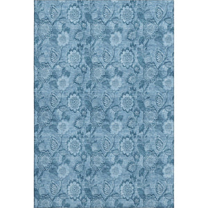 HomeRoots 10' Blue and Sky Blue Floral Washable Area Rug – UV Protected, Soft, Durable, Perfect for Any Home! 708790