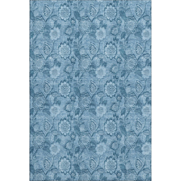 HomeRoots 10' Blue and Sky Blue Floral Washable Area Rug – UV Protected, Soft, Durable, Perfect for Any Home! 708790