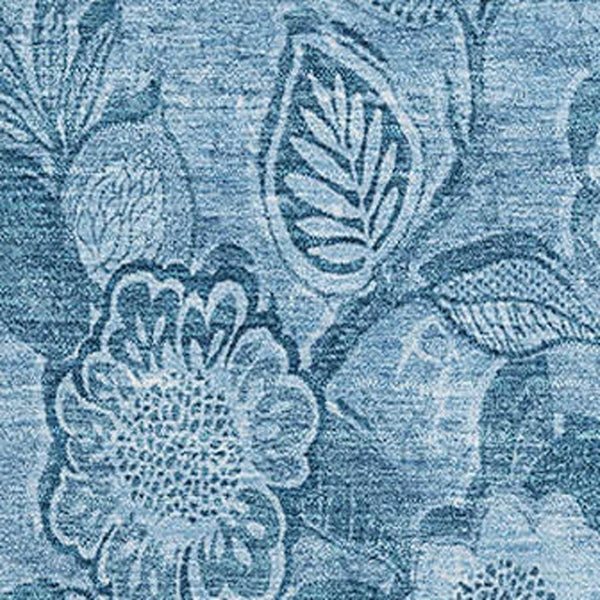 HomeRoots 10' Blue and Sky Blue Floral Washable Area Rug – UV Protected, Soft, Durable, Perfect for Any Home! 708790