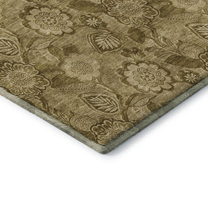 HomeRoots 5' X 8' Elegant Coffee & Beige Floral Area Rug - Washable, UV Protected & Perfect for High-Traffic Areas 708792