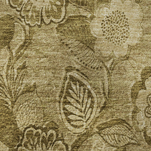HomeRoots 8' Washable Round Rug with Coffee & Beige Floral Design - Durable, Pet-Friendly, UV Protected Décor 708793