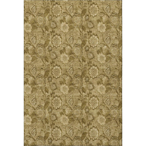 HomeRoots 8' Washable Round Rug with Coffee & Beige Floral Design - Durable, Pet-Friendly, UV Protected Décor 708793