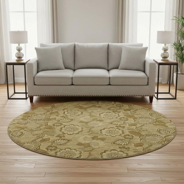 HomeRoots 8' X 10' Elegant Coffee & Beige Floral Area Rug – Washable, UV-Protected, Stain-Resistant Design! 708794