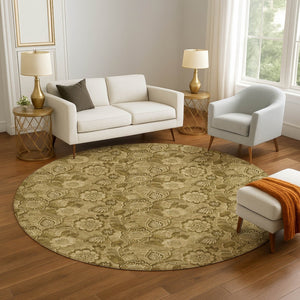 HomeRoots 8' X 10' Elegant Coffee & Beige Floral Area Rug – Washable, UV-Protected, Stain-Resistant Design! 708794