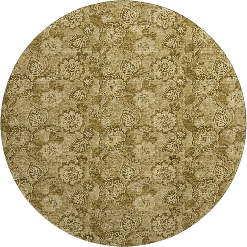 HomeRoots 8' X 10' Elegant Coffee & Beige Floral Area Rug – Washable, UV-Protected, Stain-Resistant Design! 708794