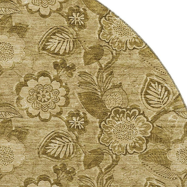HomeRoots 8' X 10' Elegant Coffee & Beige Floral Area Rug – Washable, UV-Protected, Stain-Resistant Design! 708794
