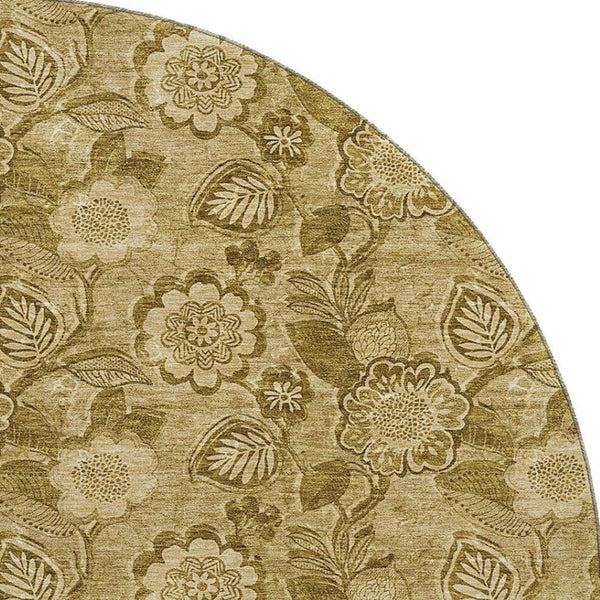HomeRoots 8' X 10' Elegant Coffee & Beige Floral Area Rug – Washable, UV-Protected, Stain-Resistant Design! 708794