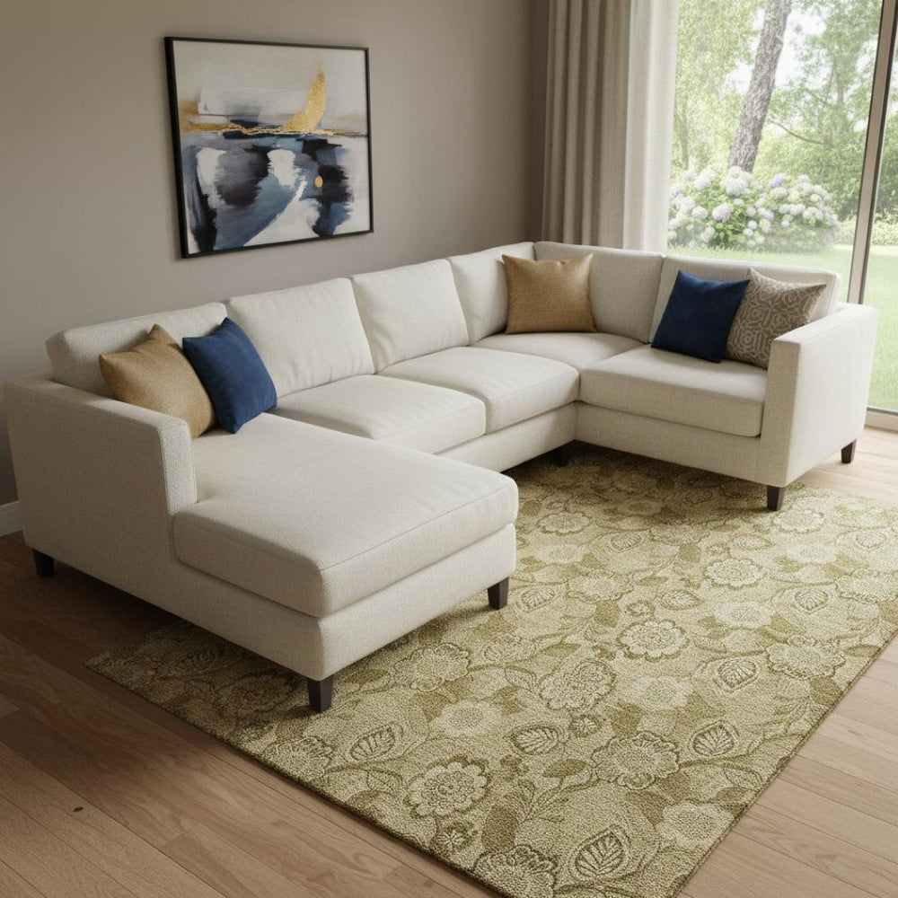HomeRoots 9' X 12' Coffee and Beige Floral Area Rug - Stain-Resistant, UV-Protected, Easy-Care, Non-Slip Design 708795