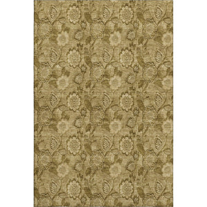 HomeRoots 9' X 12' Coffee and Beige Floral Area Rug - Stain-Resistant, UV-Protected, Easy-Care, Non-Slip Design 708795