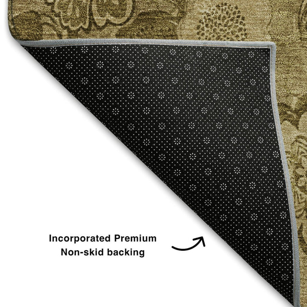 HomeRoots 9' X 12' Coffee and Beige Floral Area Rug - Stain-Resistant, UV-Protected, Easy-Care, Non-Slip Design 708795