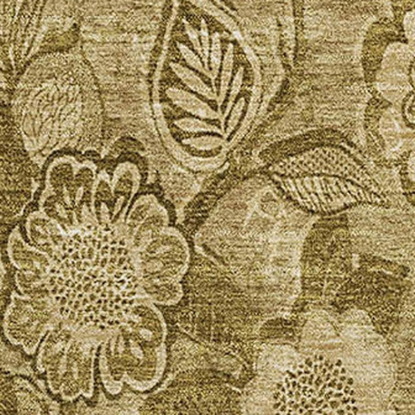 HomeRoots 9' X 12' Coffee and Beige Floral Area Rug - Stain-Resistant, UV-Protected, Easy-Care, Non-Slip Design 708795