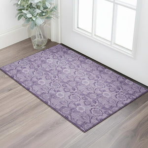 HomeRoots 5' X 8' Plum Floral Area Rug - Washable, UV-Protected, Stain-Resistant & Non-Slip for Busy Homes 708798
