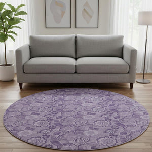 HomeRoots 8' X 10' Washable Plum & Purple Floral Area Rug with UV Protection - Perfect for High-Traffic Spaces! 708800