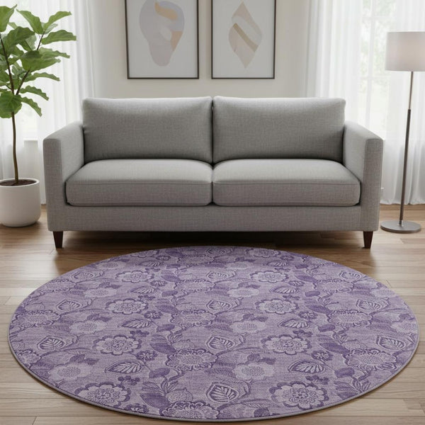 HomeRoots 8' X 10' Washable Plum & Purple Floral Area Rug with UV Protection - Perfect for High-Traffic Spaces! 708800