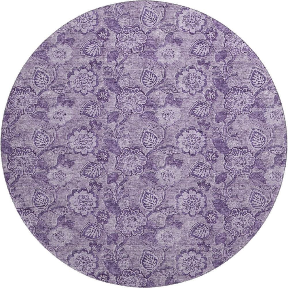 HomeRoots 8' X 10' Washable Plum & Purple Floral Area Rug with UV Protection - Perfect for High-Traffic Spaces! 708800