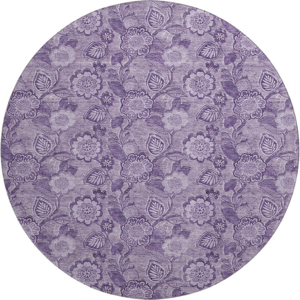 HomeRoots 8' X 10' Washable Plum & Purple Floral Area Rug with UV Protection - Perfect for High-Traffic Spaces! 708800