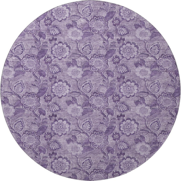 HomeRoots 8' X 10' Washable Plum & Purple Floral Area Rug with UV Protection - Perfect for High-Traffic Spaces! 708800