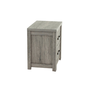 English Elm 2 Drawer Nightstand with Ample Storage and Inset Handles, Contemporary Wooden Bedside Table with Sturdy Legs and Wide Display Top Grey B016P251372