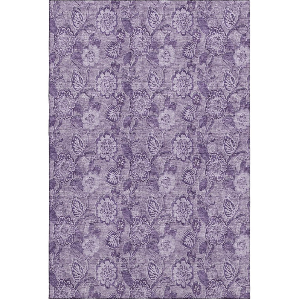 HomeRoots 9' X 12' Washable Floral Area Rug in Plum & Purple – Stain Resistant, UV Protected, Non-Slip Design 708801