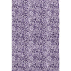 HomeRoots 9' X 12' Washable Floral Area Rug in Plum & Purple – Stain Resistant, UV Protected, Non-Slip Design 708801