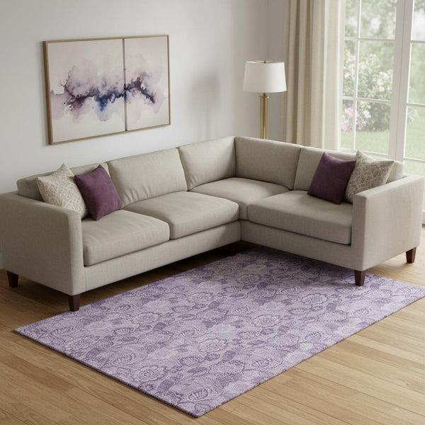 HomeRoots 10' X 14' Washable Plum & Purple Floral Area Rug with UV Protection - Stylish & Durable for Homes 708802