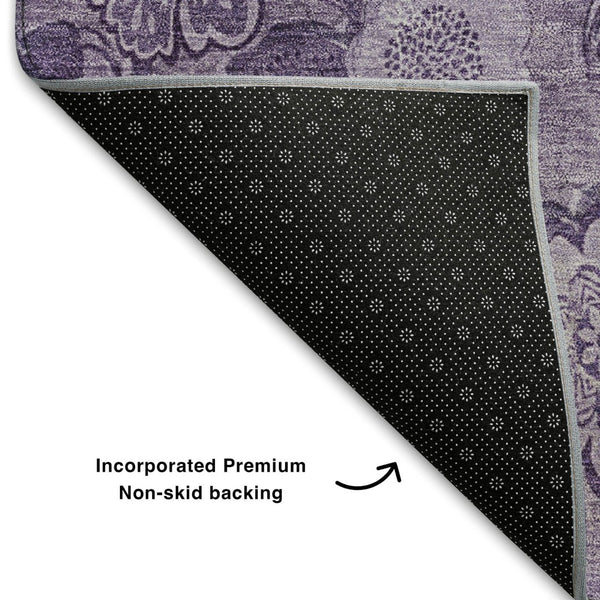 HomeRoots 10' X 14' Washable Plum & Purple Floral Area Rug with UV Protection - Stylish & Durable for Homes 708802