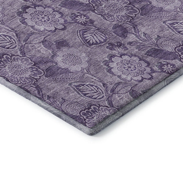 HomeRoots 10' X 14' Washable Plum & Purple Floral Area Rug with UV Protection - Stylish & Durable for Homes 708802