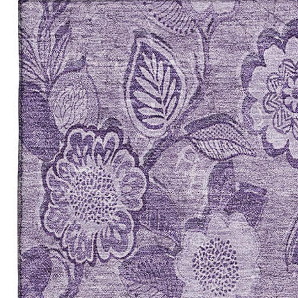 HomeRoots 10' X 14' Washable Plum & Purple Floral Area Rug with UV Protection - Stylish & Durable for Homes 708802