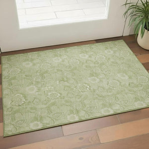 HomeRoots 5' X 8' Sage and Beige Floral Area Rug with UV Protection - Durable, Washable, Pet-Friendly Design! 708804