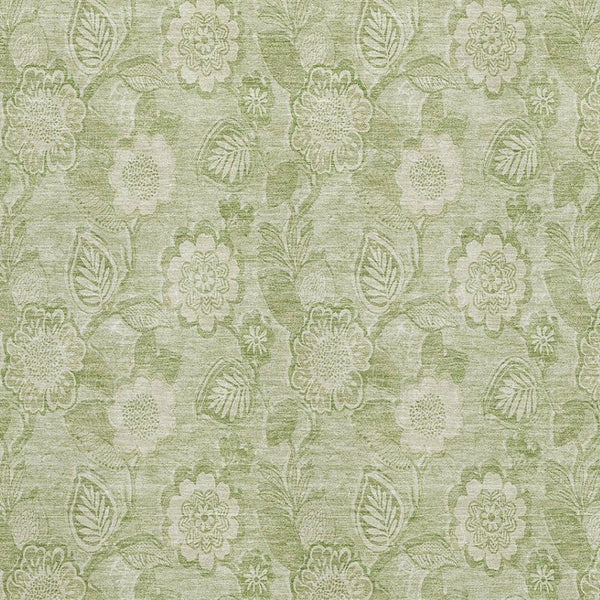 HomeRoots 5' X 8' Sage and Beige Floral Area Rug with UV Protection - Durable, Washable, Pet-Friendly Design! 708804