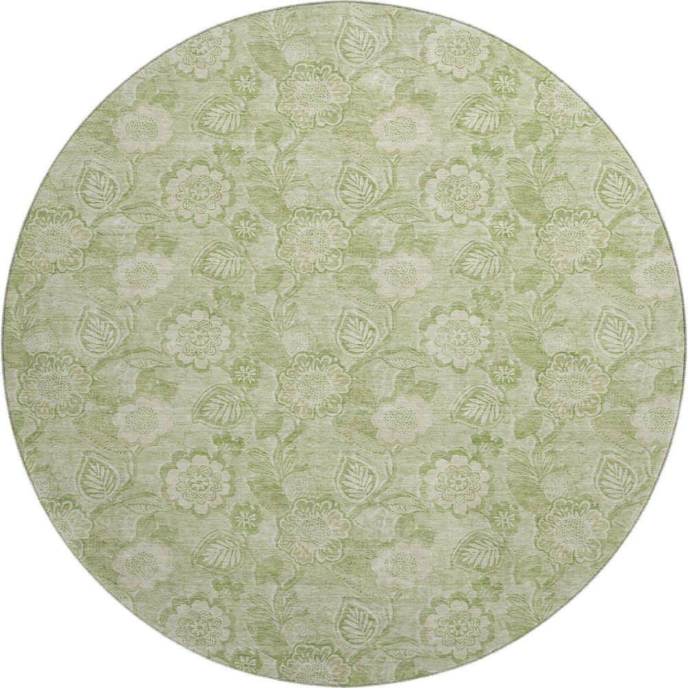 HomeRoots 8' X 10' Sage and Beige Floral Washable Area Rug - Durable, UV-Protected, Perfect for Homes and Pets! 708806
