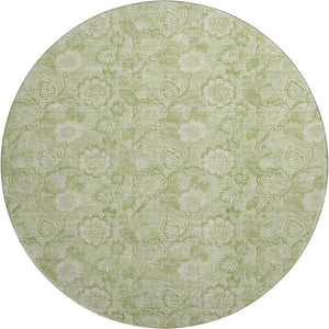 HomeRoots 8' X 10' Sage and Beige Floral Washable Area Rug - Durable, UV-Protected, Perfect for Homes and Pets! 708806