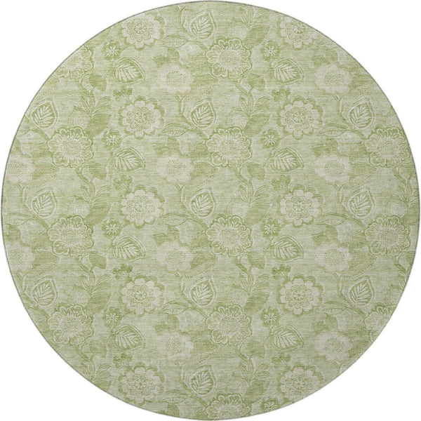 HomeRoots 8' X 10' Sage and Beige Floral Washable Area Rug - Durable, UV-Protected, Perfect for Homes and Pets! 708806