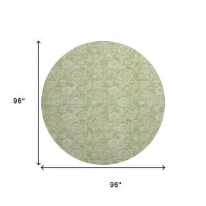 HomeRoots 8' X 10' Sage and Beige Floral Washable Area Rug - Durable, UV-Protected, Perfect for Homes and Pets! 708806