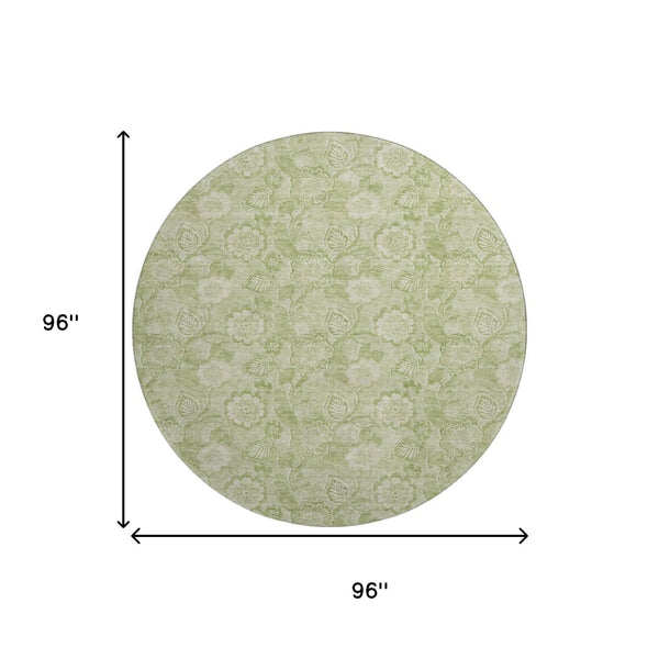 HomeRoots 8' X 10' Sage and Beige Floral Washable Area Rug - Durable, UV-Protected, Perfect for Homes and Pets! 708806