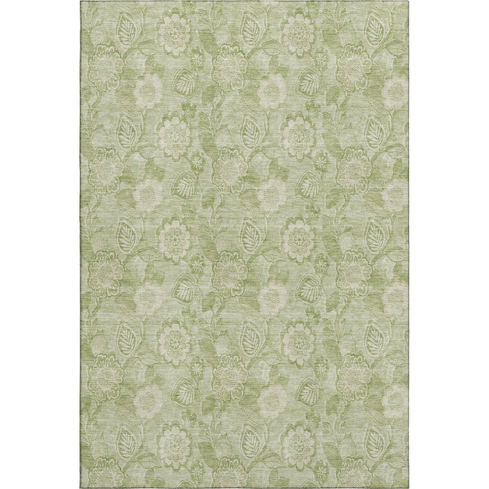 HomeRoots 9' X 12' Sage and Beige Floral Area Rug - Stain-Resistant, UV Protected, Perfect for Busy Homes! 708807