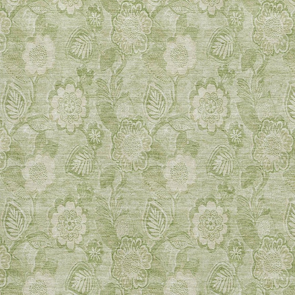 HomeRoots 9' X 12' Sage and Beige Floral Area Rug - Stain-Resistant, UV Protected, Perfect for Busy Homes! 708807