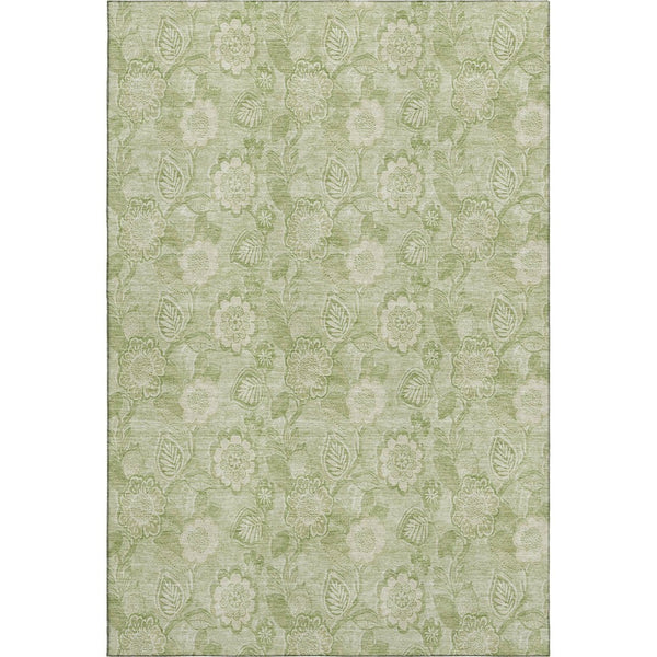 HomeRoots 10' X 14' Sage and Beige Floral Area Rug - Durable, Washable, UV-Protected for Busy Homes & Kids 708808