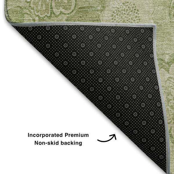 HomeRoots 10' X 14' Sage and Beige Floral Area Rug - Durable, Washable, UV-Protected for Busy Homes & Kids 708808